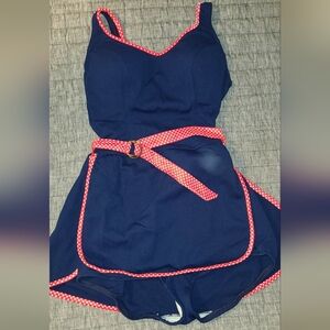 Vintage Jantzen One Piece Swimsuit with Skirt - Pinup Style